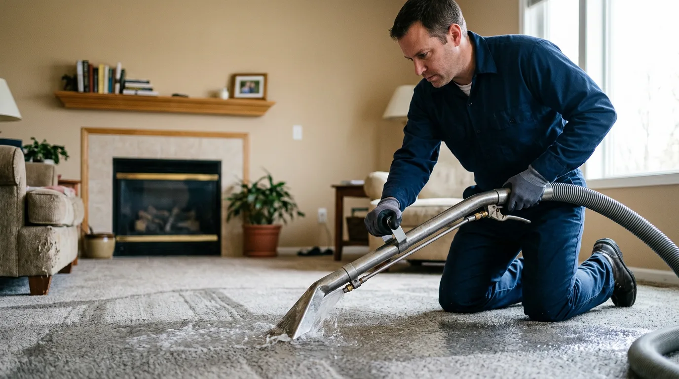 Water damage restoration technician working near Winchester, ID